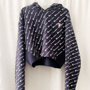 Champion Logo Cropped Sweatshirt